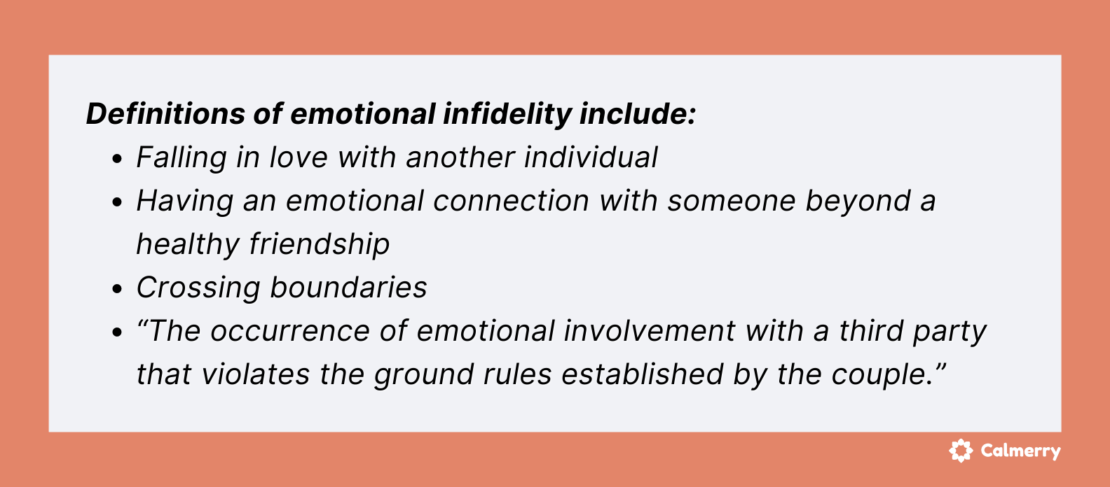 Definitions of emotional infidelity include