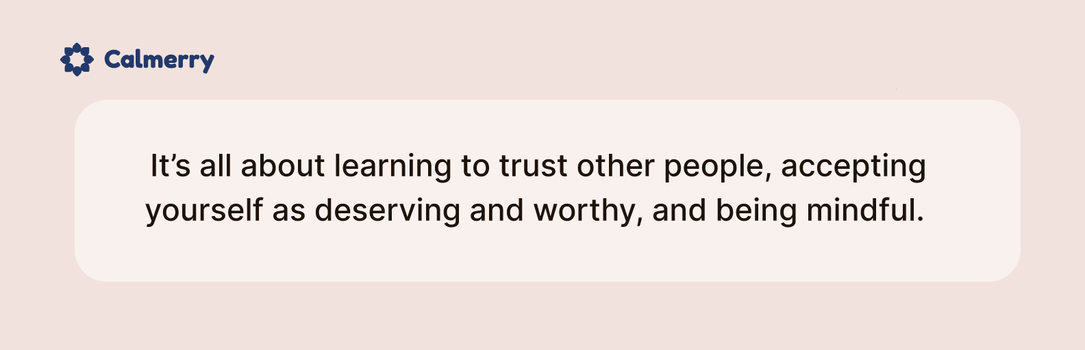 It’s all about learning to trust other people